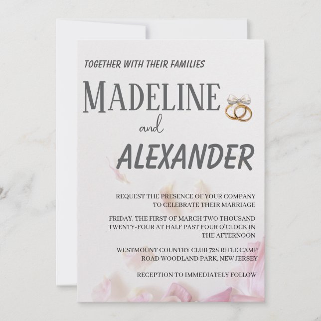 Neutral Wedding Invitation with Silk Invitation (Front)
