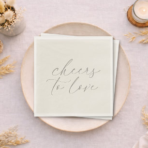 Neutral Wedding Napkins “Cheers to Love”