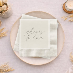 Neutral Wedding Napkins “Cheers to Love”