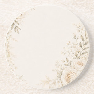 Neutral Wedding with Refined Florals Coaster