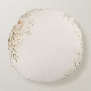Neutral Wedding with Refined Florals Round Cushion