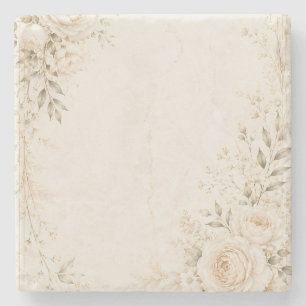 Neutral Wedding with Refined Florals Stone Coaster