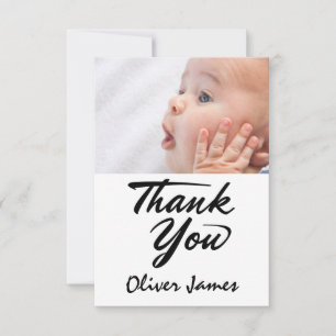 Neutral White baby shower thank you photo Card