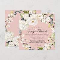 Neutral White Floral Blush Pink Square Wedding