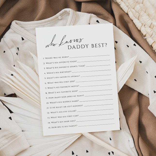 Neutral Who Knows Daddy Baby Shower Game Card (Creator Uploaded)
