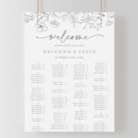Neutral Wildflower Alphabetical Seating Chart