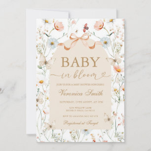 Neutral Wildflower Baby in Bloom Baby Shower  Invitation