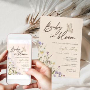 Neutral Wildflower Baby in Bloom Baby Shower Invitation