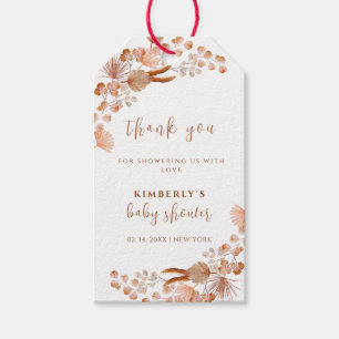 Neutral Wildflower Boho Baby Shower Thank You Gift Tags