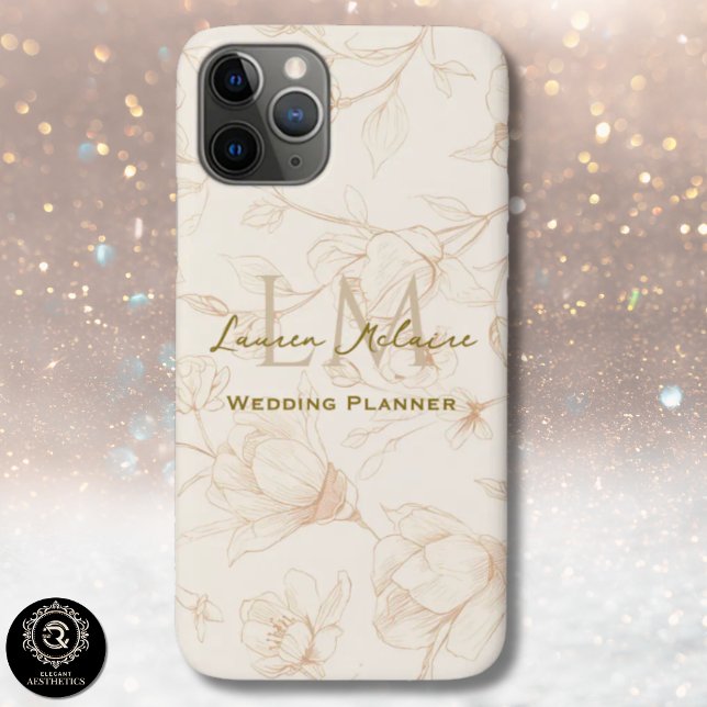 Neutral Wildflower Monogram Business Chic iPhone  Case-Mate iPhone Case (Neutral Wildflower Monogram Business Chic iPhone Case-Mate iPhone Case)