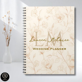 Neutral Wildflower Monogram Business Design Notebook