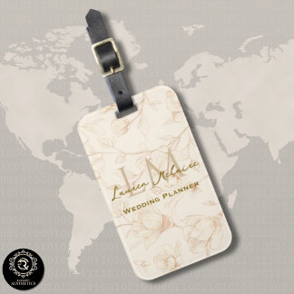 Neutral Wildflower Monogram Business Travel Luggage Tag