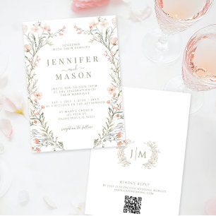 Neutral Wildflower Summer Wedding Invitation