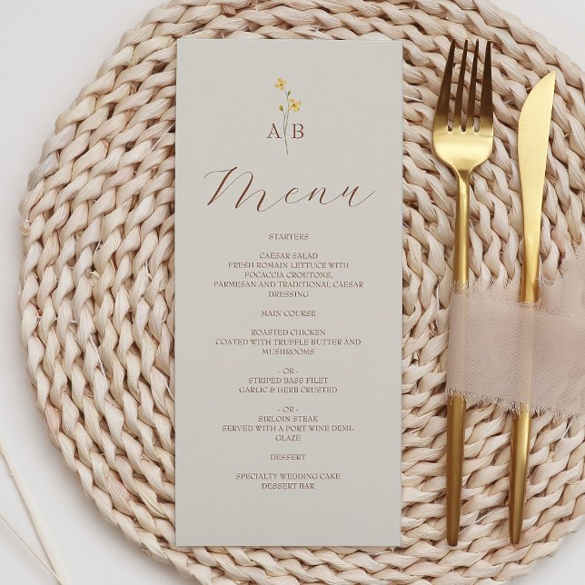 Neutral Wildflower Wedding Menu (Creator Uploaded)