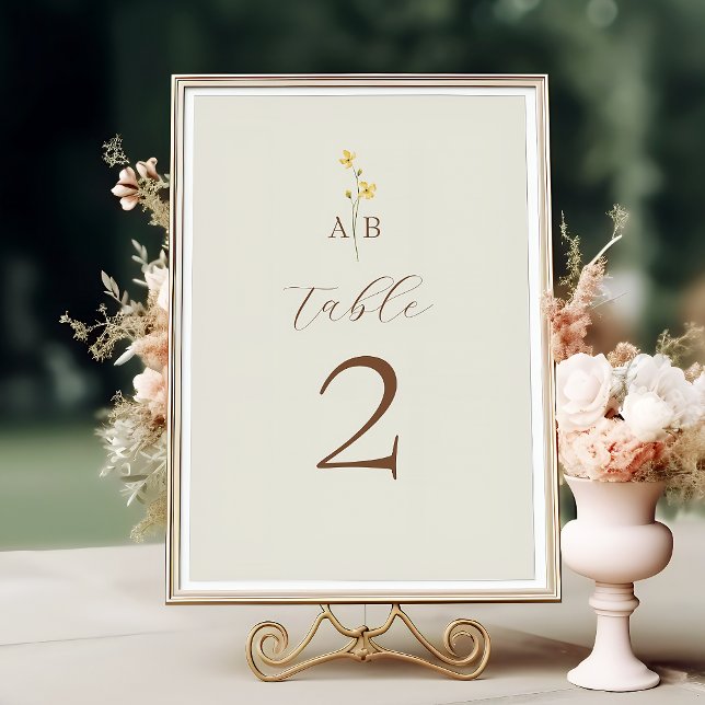 Neutral Wildflower Wedding Table Number (Creator Uploaded)