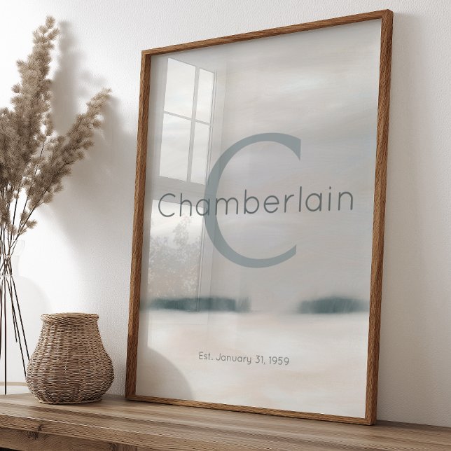 Neutral Winter Watercolor Custom Last Name Print (Creator Uploaded)