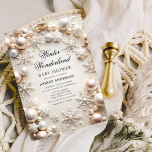 Neutral Winter Wonderland Baby Shower Invitation