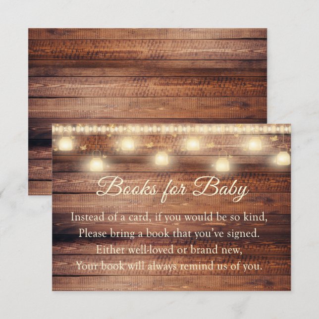 Neutral Wood Baby Shower Books For Baby Card (Front/Back)