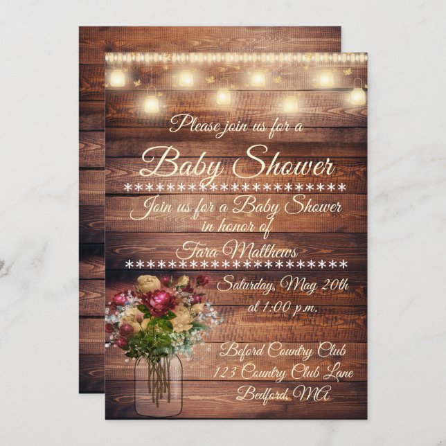 Neutral Wood Baby Shower Invitation (Front/Back)
