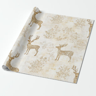 Neutral Woodland Deer Pattern Wrapping Paper