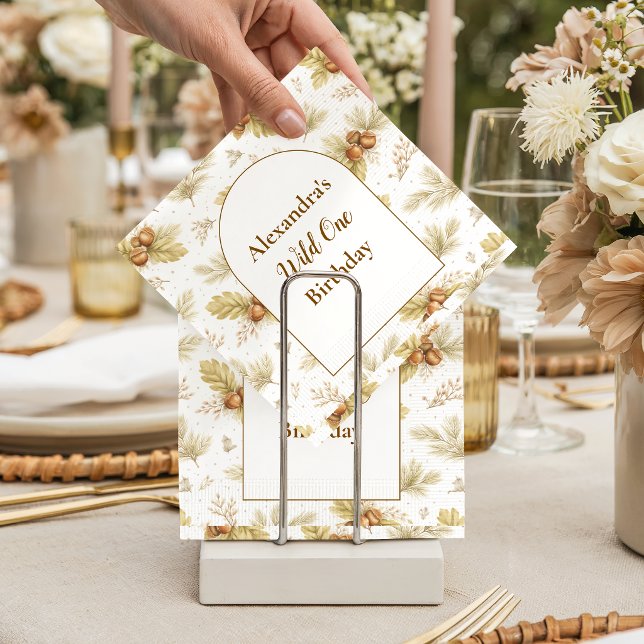 Neutral Woodland Wild One Birthday Napkin (Creator Uploaded)