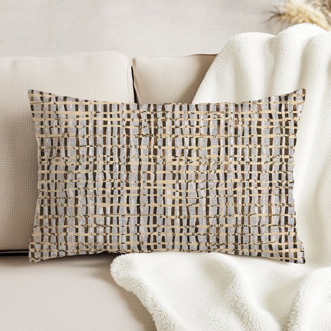 Neutral Woven Look Faux Linen Pattern Grey Brown Decorative Cushion (Creator Uploaded)