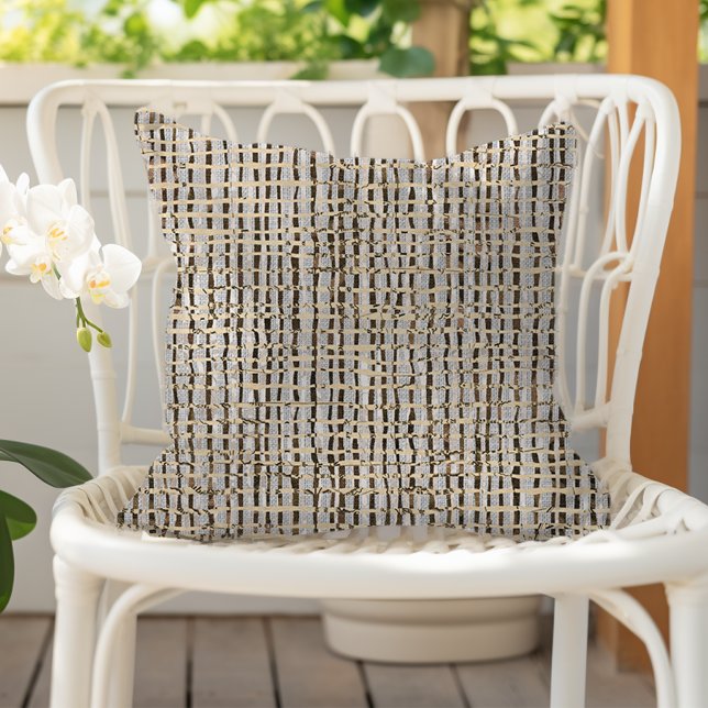Neutral Woven Look Pattern Faux Linen Grey Brown Cushion (Creator Uploaded)