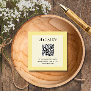 Neutral Yellow Baby Shower Registry QR Code Enclosure Card