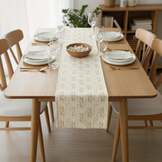 Neutral Yellow Giraffe Safari Boho Cake Table Short Table Runner