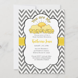 Neutral You Are My Sunshine Baby Shower Invitation
