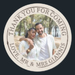 Neutrals Photo Template Thank You Wedding Classic Round Sticker<br><div class="desc">Round thank you stickers for your wedding favours. Add a photo from your engagement photo shoot or save the date photoshoot or another of your favourite photos of the two of you and customise the text to create a perfect sticker to seal your goodie bags with.</div>