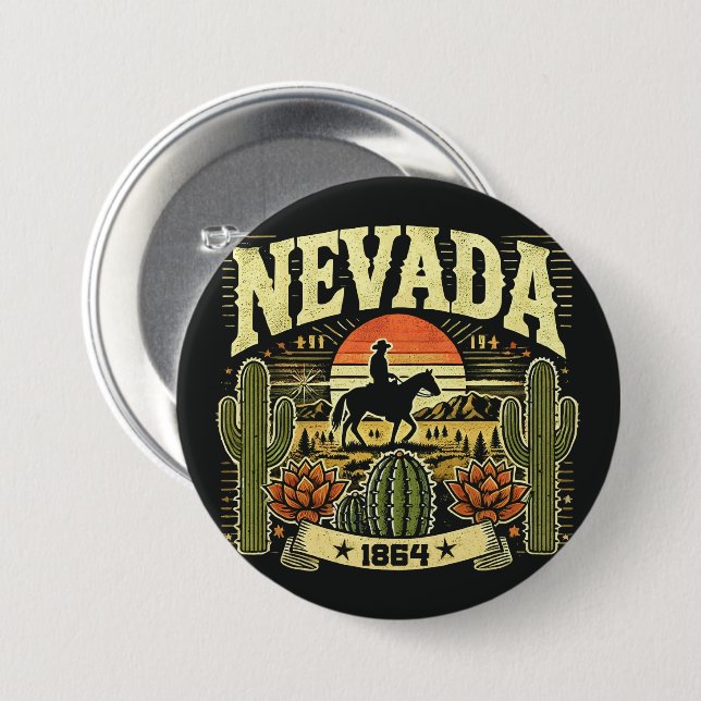 Nevada 7.5 Cm Round Badge (Front & Back)
