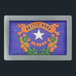 Nevada Battle Born Belt Buckle<br><div class="desc">Nevada's state Nickname is Battle Born and it's Motto is All For Our Country.</div>