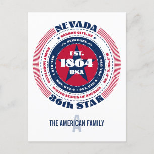 Nevada, Carson City, NV, Patriotic, Monogram Postcard