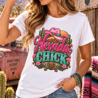 Nevada Chick Retro Western Cowgirl Desert Design T-Shirt