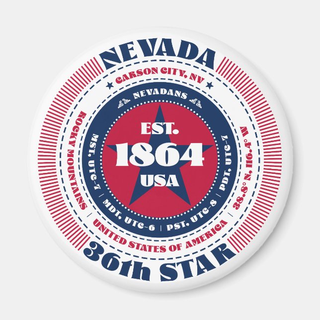 Nevada Circle Typography Souvenir Magnet (Front)