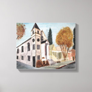 NEVADA CITY - watercolor, wrapped canvas print