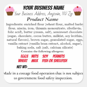Nevada Cottage Law Food label sticker