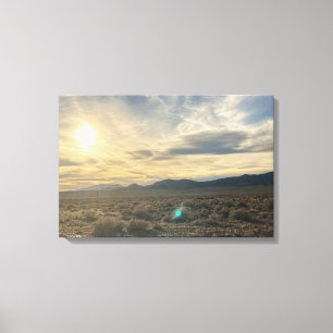 Nevada Desert Sunset – Golden Sky Over Horizon Canvas Print