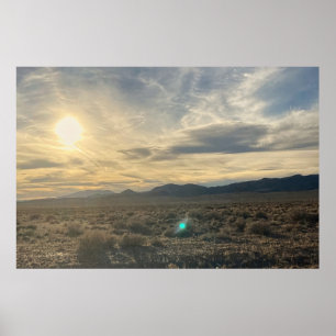 Nevada Desert Sunset – Golden Sky Over Horizon Poster