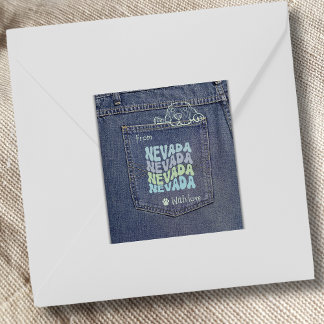 Nevada Dog in Jean Pocket Classic Square Sticker