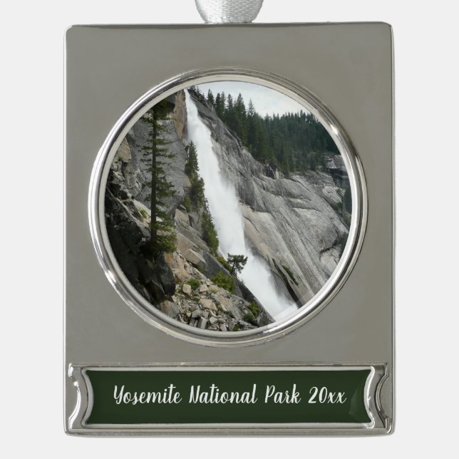Nevada Falls at Yosemite National Park Silver Plated Banner Ornament (Front)