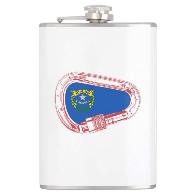 Nevada Flag Climbing Carabiner Hip Flask (Front)