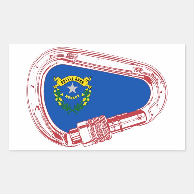 Nevada Flag Climbing Carabiner Rectangular Sticker (Front)