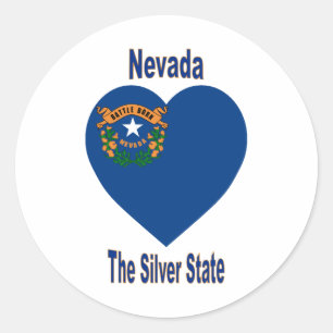 Nevada Flag Heart Classic Round Sticker