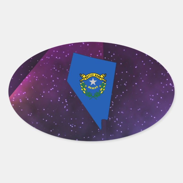 Nevada Flag Map on abstract space background Oval Sticker (Front)