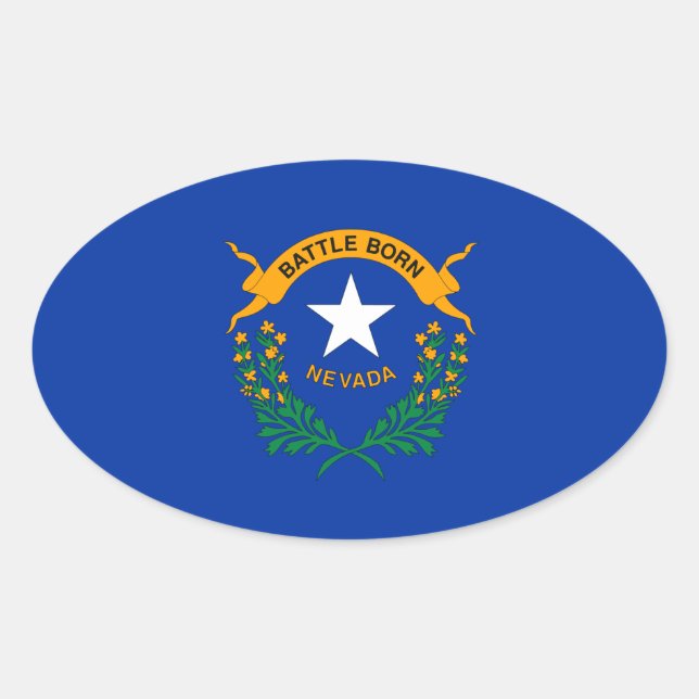 Nevada flag oval sticker (Front)