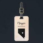 Nevada Map Luggage Tag, Wedding Party Welcome Luggage Tag<br><div class="desc">These state luggage tags make the perfect wedding party gift tags or welcome bag tags. Tie it to your bridesmaid gifts instead of a typical paper gift tag, and they can use it for months and years to come. Tags have a peach apricot watercolor background. To place the heart at...</div>