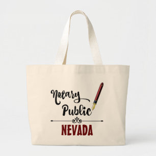 Nevada Notary Public Ink Pen Large Tote Bag