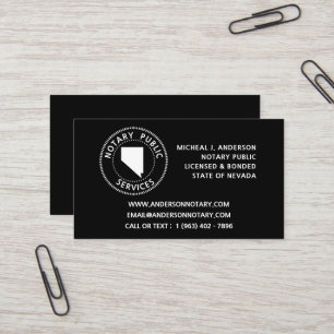 Nevada Notary Public Services Business Card